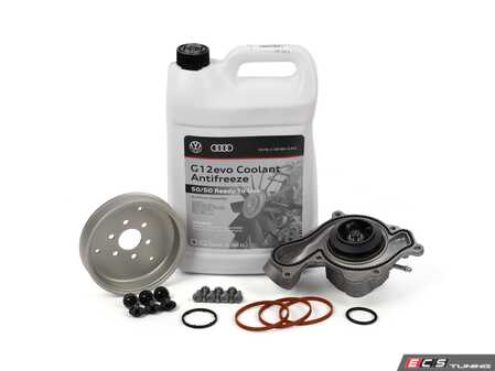 ES#5506301 - 06M121013DKT2 - Water Pump Kit with Coolant - Maintain proper operating temperature with a updated 6-bolt water pump, hardware, and coolant - Assembled By ECS - Audi