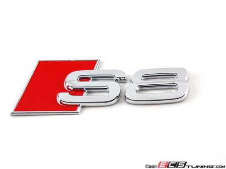 ES#377468 - 4D0853735A2ZZ - "S8" Emblem - Red / Chrome - Stick-on badge that can be placed on almost any flat surface - Genuine Volkswagen Audi - Audi