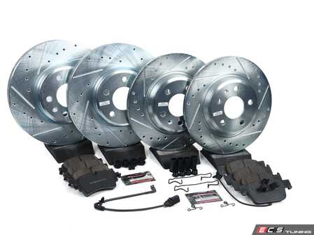 ES#4798213 - K8197 - Power Stop Z23 Evolution Sport Front & Rear Brake Kit (314mm/300mm) - A direct-fit performance upgrade with drilled & slotted zinc-plated rotors and low-dust carbon-fiber ceramic pads. - Power Stop - Audi