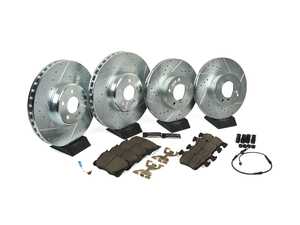 ES#4423902 - K7986 - Power Stop Z23 Evolution Sport Front Brake Kit (360mm) - A high-performance front axle upgrade package featuring oversized precision cross-drilled & slotted performance rotors, low-dust carbon-fiber ceramic pads, and a replacement electronic wear sensor. - Power Stop - Mercedes Benz