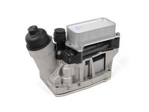 ES#4932452 - 11428507697PRMK - Aluminum Oil Filter Housing And Cooler Assembly Upgrade Kit - Replace your cracked or leaking housing and upgrade to an aluminum housing to prevent future failures - includes the oil filter housing, engine oil cooler, engine oil thermostat, transmission oil cooler, and gaskets - URO Premium - BMW