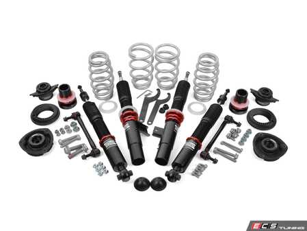 ES#4920882 - 056097la02KT - Tiguan MQB Adjustable Damping Coilover System - With Installation Kit - Features 32 way adjustable damping, variable length, zinc-coated shock bodies and performance sway bar end links. Includes all new mounts, bearings and hardware for a comprehensive suspension package. - ECS - Volkswagen