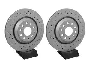 ES#4471914 - 5Q0615601E2KT - Rear Cross-Drilled Brake Rotors - Pair (310x22) - Zimmerman Sport drilled rotors deliver excellent braking performance! - Zimmermann - Audi Volkswagen