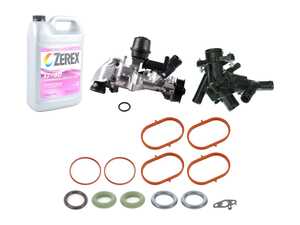 ES#4873534 - 2702000800KT1 - Water Pump And Thermostat Replacement Kit - Comprehensive Water Pump & Thermostat replacement kit - Includes OE water pump assembly, thermostat, coolant and all recommended gasket and seals - Assembled By ECS - Mercedes Benz