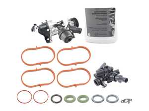 ES#4873529 - 2702000800KT - Water Pump And Thermostat Replacement Kit - Comprehensive Water Pump & Thermostat replacement kit - Includes OE water pump assembly, thermostat, coolant and all recommended gasket and seals - Genuine Mercedes Benz - Mercedes Benz