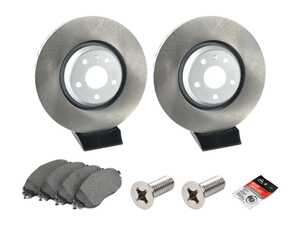ES#5386662 - 1K0615301ADKT6 - Front Brake Service Kit - VW Arteon (340x30) - Featuring ECS V5 Plain Rotors, Brembo pads, and wear sensors - Assembled By ECS - Volkswagen