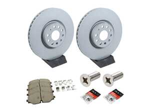 ES#5388056 - 3QF615301JKT6 - Front Brake Service Kit - VW Atlas (335x30) - Featuring Zimmerman Rotors, Akebono pads, and wear sensors - Assembled By ECS - Volkswagen