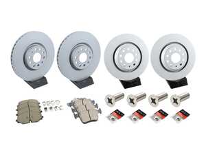 ES#5388348 - 3QF615301JKT10 - Front & Rear Brake Service Kit - VW Atlas - Featuring Zimmerman Rotors, Akebono pads, and wear sensors - Assembled By ECS - Volkswagen