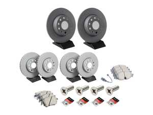 ES#5388392 - 5Q0615301HKT5 - Front & Rear Brake Service Kit - Featuring Zimmerman Rotors, Akebono pads, and wear sensors - Assembled By ECS - Volkswagen