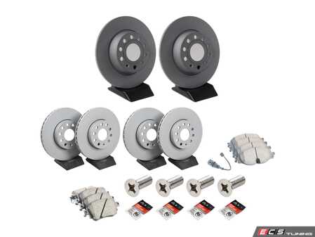 ES#5388392 - 5Q0615301HKT5 - Front & Rear Brake Service Kit - Featuring Zimmerman Rotors, Akebono pads, and wear sensors - Assembled By ECS - Volkswagen
