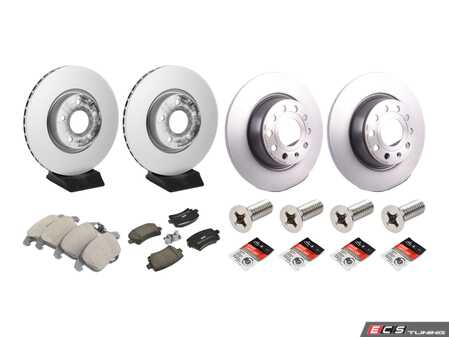 ES#5388418 - 1K0615301AATKT1 - Front & Rear Brake Service Kit - Featuring Brembo rotors, Brembo pads, and wear sensors - Assembled By ECS - Volkswagen