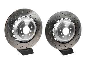 ES#5407920 - 34212284104KT - Rear Brake Rotors - Pair (396X24) - Features SHW Performance cross-drilled rotors - SHW Performance - BMW