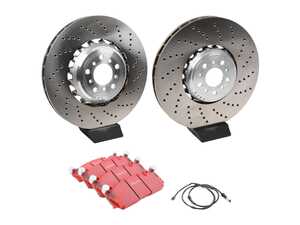 ES#5411989 - 34112284102kKT1 - Front Brake Service Kit  - Features SHW Performance cross-drilled rotors, EBC RedStuff pads, and wear sensors. - Assembled By ECS - BMW