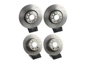 ES#5433767 - 312272fr6KT - Front & Rear UV Coated Cross-Drilled Brake Rotor Kit (312x25/272x10) - Features Brembo's special UV paint treatment that guarantees superior corrosion resistance. - Brembo - Volkswagen