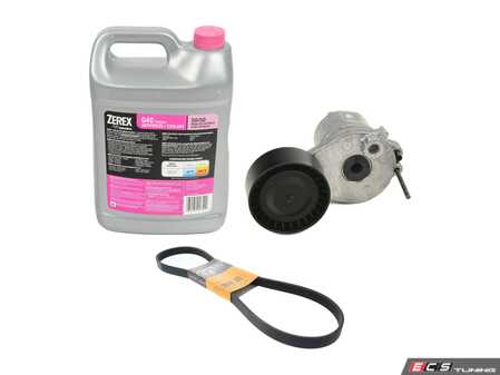 ES#5434942 - 0009931200KT - Drive Belt Kit - M264 - Comes complete with a new drive belt, belt tensioner, and the necessary coolant to properly refill the low-temperature intercooler system. - Assembled By ECS - Mercedes Benz