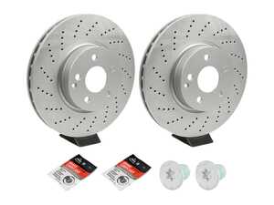 ES#5444825 - 0074205820KT1 - Front Brake Service Kit - Featuring cross-drilled ECS V5 rotors and ECS DD23 "Daily Driver" Ceramic Brake Pad Set - Assembled By ECS - Mercedes Benz