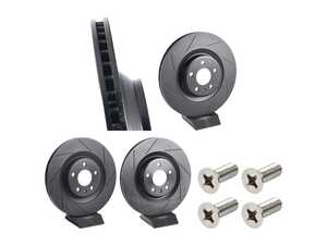ES#5445481 - 4h0615601qsKT - Front & Rear V5 Slotted Brake Rotors - Set (345x30/330x22) - Precision manufactured for consistent stopping power during high performance driving. Featuring a matte black zinc coating for corrosion protection. - ECS - Audi