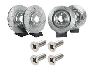 ES#5445641 - ebr1015xprKT - Front & Rear Cross Drilled & Slotted Brake Rotors - Set (345x30/330x22) - Upgrade to a zinc plated slotted / cross-drilled rotor for improved braking - Power Stop - Audi