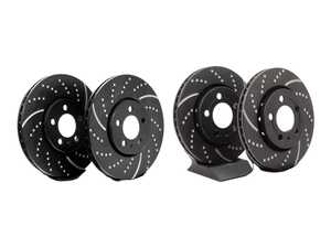ES#5445764 - gd818KT - Front & Rear Dimpled & Slotted Brake Rotors - Set (288x25/256x22) - Upgrade to a slotted / dimpled rotor for improved braking - EBC - Audi Volkswagen