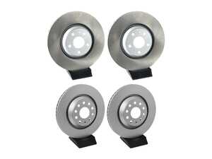 ES#5480548 - 8j0615301g1KT - Front & Rear V5 Plain Brake Rotors - Set (340x30 / 310x22) - Precision manufactured and featuring a GeoSpec corrosion-resistant coating - Assembled By ECS - Audi Volkswagen