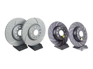 ES#5480980 - gd1386KT - Front & Rear Slotted & Dimpled Brake Rotors - Set (312x25 / 282x12) - Upgrade to a slotted / dimpled rotor for improved braking - EBC - Audi Volkswagen