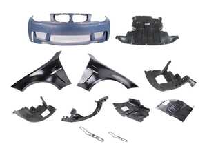 ES#5481146 - gbmw1mfrKT - 1M Complete Front End Kit - If you've ever wanted the aggressive, muscular stance of the legendary 1M Coupe on your standard 1-Series, this comprehensive front-end conversion kit is your blueprint to perfection. - Assembled By ECS - BMW
