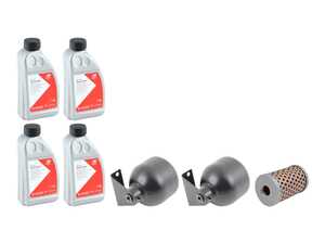 ES#5481174 - 1233200215KT - Complete Rear Self-Leveling Suspension (SLS) Service Kit - Everything you need to correct the rear end bounce and perform a complete system flush on your classic Mercedes-Benz hydraulic suspension in one convenient package. - Assembled By ECS - Mercedes Benz