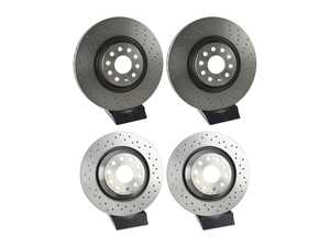 ES#5481259 - 8s0615301xktKT2 - Front & Rear Cross Drilled UV Coated Brake Rotors - Set (340x30 / 310x22) - Features Brembo's special UV paint treatment that guarantees superior corrosion resistance. - Brembo - Audi Volkswagen