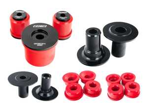 ES#5481453 - e9xsbfrdffbKT - Complete Performance Polyurethane Differential And Subframe Bushing Set - Factory rubber differential bushings are designed for one thing: isolating your cabin from the mechanical reality of your car. But under hard acceleration or cornering those soft rubber bushings deflect - Assembled By ECS - BMW