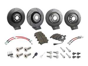 ES#5481537 - 025997ECS0260KT1 - Performance Front & Rear Brake Service Kit - Performance brake upgrade all around featuring ECS V5 cross drilled & slotted rotors and ECS EP24 Enthusiast Performance brake pads - Assembled By ECS - Volkswagen