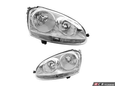 ES#5481721 - 1K6941005SKT - Headlight Assembly - Left & Right - This twin halogen kit replaces faded or damaged left and right factory headlights. - Assembled By ECS - Volkswagen