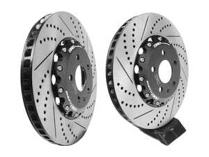 ES#5481833 - 000690ecs01a01KT - Front 2-Piece Drilled & Slotted Brake Rotors - Pair (345x30) - Direct bolt-on replacement - 25% less weight! - ECS - Audi
