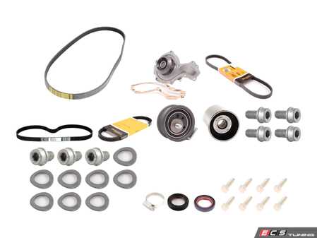 ES#5481960 - n0102228KT1 - Ultimate Timing Belt & Water Pump Service Kit - This kit treats the entire front engine drive assembly as a single system, replacing every component subject to wear and tear - Assembled By ECS - Audi Volkswagen
