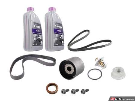 ES#5482374 - n01508315aKT - Timing Belt Accessory & Hardware Service Kit - Secure your water pump, refresh auxiliary drive lines, and renew front engine seals with this 11-piece hardware and coolant bundle. - Assembled By ECS - Volkswagen