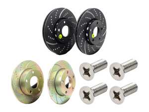 ES#5482556 - gd602KT - Front & Rear Dimpled & Slotted Brake Rotors - Set (288x25 / 245x10) - Upgrade to a slotted / dimpled rotor for improved braking - EBC - Audi Volkswagen
