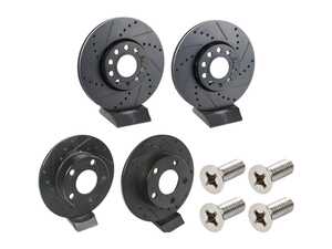 ES#5482560 - 4a0615301d-xsKT - Front & Rear V5 Drilled & Slotted Brake Rotors - Set (288x25 / 245x10) - Precision manufactured for consistent stopping power during high performance driving. Featuring a matte black zinc coating for corrosion protection. - ECS - Audi Volkswagen