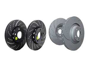 ES#5482681 - gd602KT1 - Front & Rear Dimpled & Slotted Brake Rotors - Set (288x25 / 245x10) - Reduce brake fade and add stopping performance - EBC - Audi Volkswagen