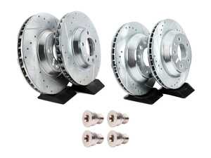 ES#5482757 - ebr822xprKT - Front & Rear Cross Drilled & Slotted Brake Rotors - Set (350x34 / 330x28) - Zinc coated performance rotors - Power Stop - Audi Volkswagen