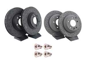 ES#5482777 - htc4839KT - Talon Front Cross Drilled & Slotted Brake Rotors - Pair (350x34 / 330x28) - Upgrade to a slotted / cross-drilled rotor for improved braking - Hawk - Audi Volkswagen