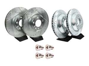 ES#5482842 - ebr1291xprKT - Front & Rear Evolution Cross-Drilled & Slotted Brake Rotors - Set (360x36 / 330x28) - Feauring Power Stop Front Rotors - Power Stop - Volkswagen