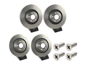 ES#5483033 - 4f0615601fxKT1 - Front & Rear Cross Drilled UV Coated Brake Rotors - Set (347x30 / 330x22) - Features Brembo's special UV paint treatment that guarantees superior corrosion resistance. - Brembo - Audi