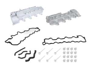 ES#5483070 - 1130100030KT - Upgraded Aluminum Replacement Valve Cover Kit - Cure the infamous M113 oil drip for good. This ultimate fix kit ditches the porous factory magnesium covers for upgraded solid cast aluminum, paired with Genuine Mercedes-Benz rubber gaskets and fresh hardware for a permanent, bulletproof seal. - Assembled By ECS - Mercedes Benz