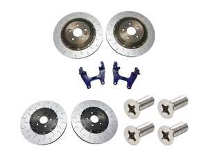 ES#5483143 - 034-301-2012bKT - 2-Piece Floating Front & Rear Brake Rotor Upgrade - Blue Carriers (374x36 / 355x22) - This high-performance kit combines 2-piece floating front and rear rotors with oversized rear carrier brackets to enhance thermal capacity and braking leverage. - 034Motorsport - Audi