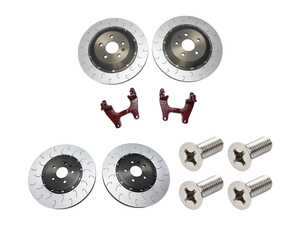 ES#5483142 - 034-301-2012rKT - 2-Piece Floating Front & Rear Brake Rotor Upgrade - Red Carriers (374x36 / 355x22) - Description 2: This high-performance kit combines 2-piece floating front and rear rotors with oversized rear carrier brackets to enhance thermal capacity and braking leverage. - 034Motorsport - Audi
