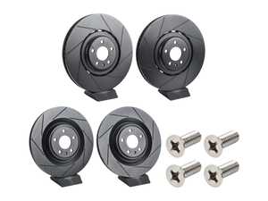 ES#5483148 - 4h0615301an1KT - Front & Rear V5 Slotted Brake Rotors - Set (380x36/356x22) - Precision manufactured for consistent stopping power during high-performance driving. Featuring a matte black zinc coating for corrosion protection. - ECS - Audi
