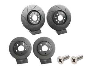 ES#5483432 - 8e0615301ad-sKT - Front & Rear V5 Slotted Brake Rotors - Set (321x30 / 256x22) - Precision manufactured for consistent stopping power during high performance driving. Featuring a matte black zinc coating for corrosion protection. - ECS - Audi