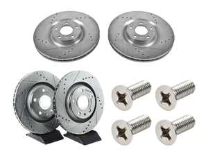 ES#5491052 - ebr821xprKT - Front & Rear Drilled & Slotted Brake Rotors - Set (345x30 / 300x22) - Upgrade to a slotted / cross-drilled rotor for improved braking - Power Stop - Audi