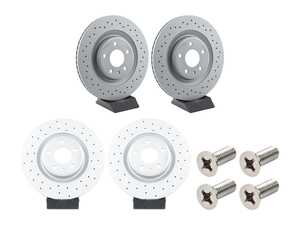 ES#5491121 - 100 3378 52ktKT1 - Front & Rear Cross Drilled Brake Rotors - Set (338x30 / 330x22) - Features an Anti-Corrosion coating "Anti-Z" - Zimmermann - Audi