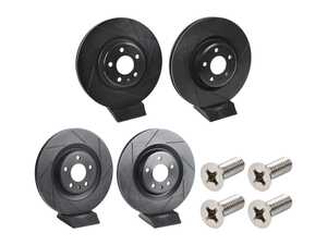 ES#5491122 - 8w0615301ab-sKT - Front & Rear V5 Slotted Brake Rotors - Set (338x30 / 330x22) - Precision manufactured for consistent stopping power during high performance driving. Featuring a matte black zinc coating for corrosion protection. - ECS - Audi