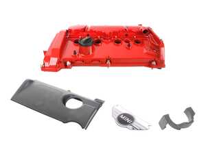 ES#5516210 - 11127646552KKT3 - Valve Cover With PCV Deluxe Kit - Upgraded Aluminum Red Paint N18 - Keep your MINI engine looking new with this cylinder head cover. Comes with bolts, gasket, locking bow, and front cover with MINI logo emblem. - Assembled By ECS - MINI